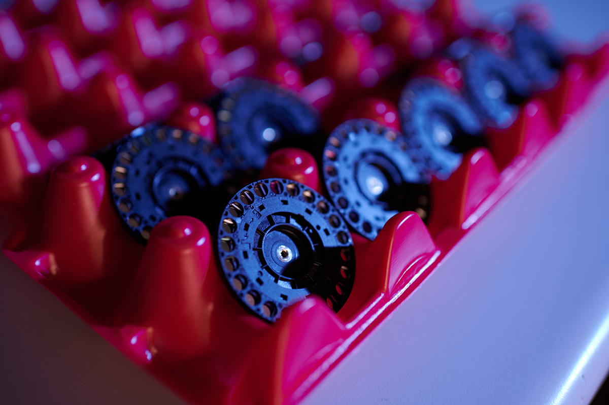filter wheels in a tray