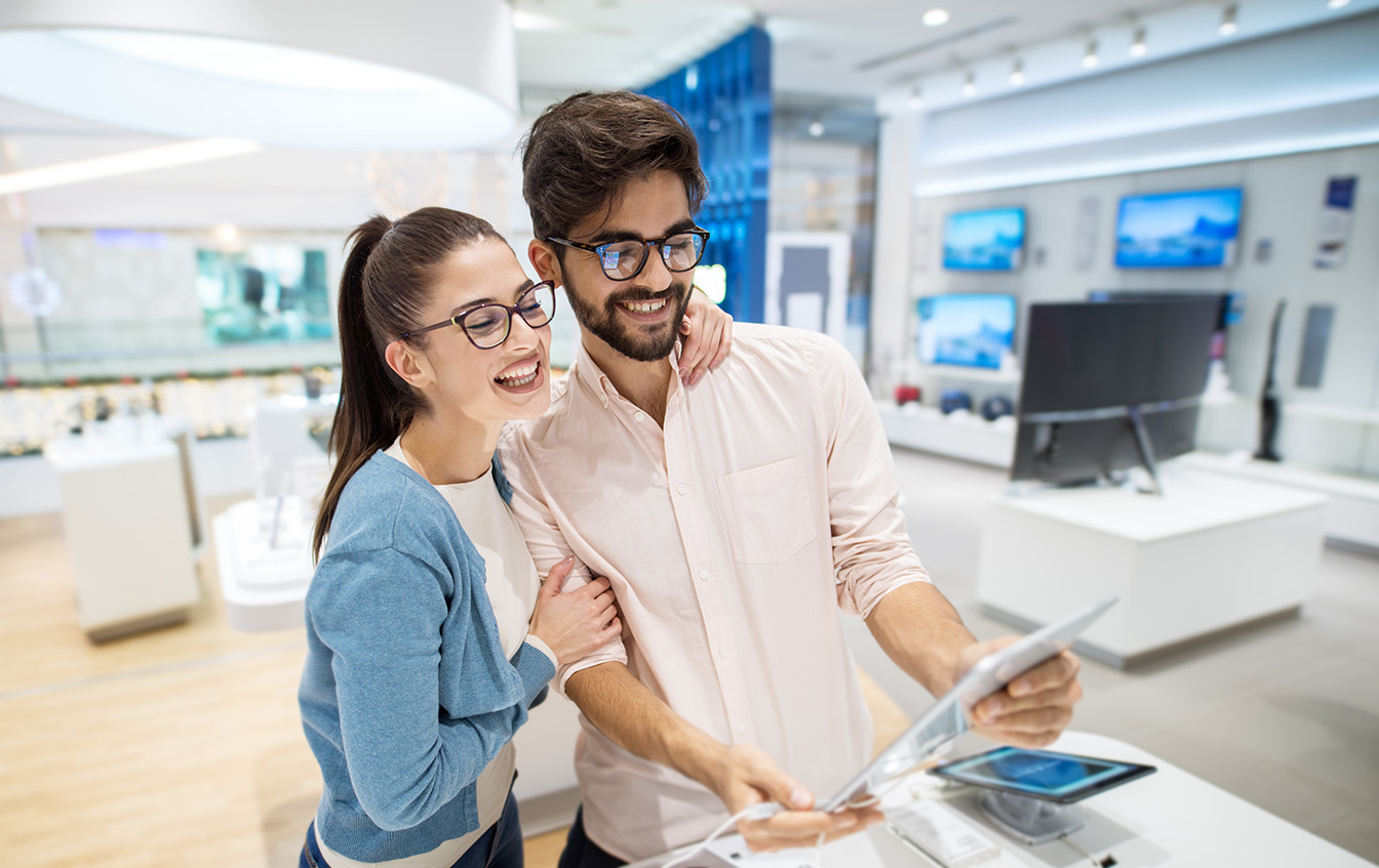 consumer in technology store