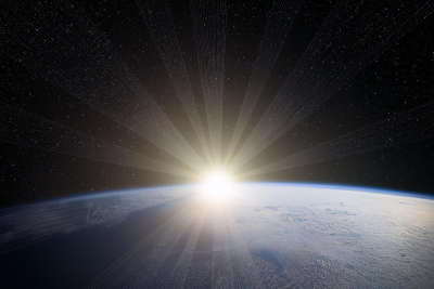 chroma sun in space over planet